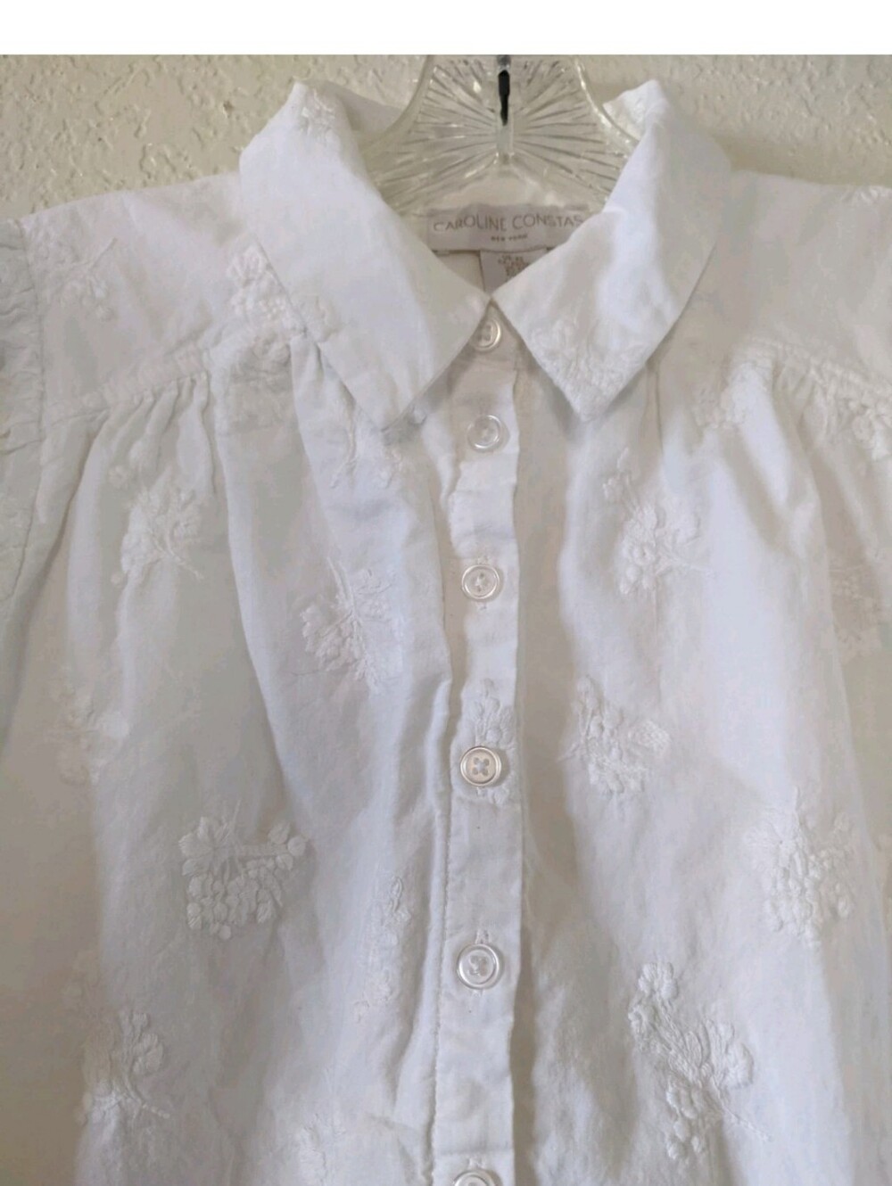 Caroline Constas Women's Embroidered Button Front Top Size XS White - Picture 4 of 10